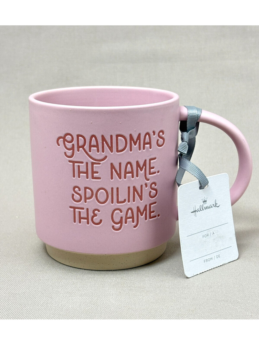 Hallmark Grandmas The Name Spoilins The Game Coffee Mug Pink Ceramic NWT Gift